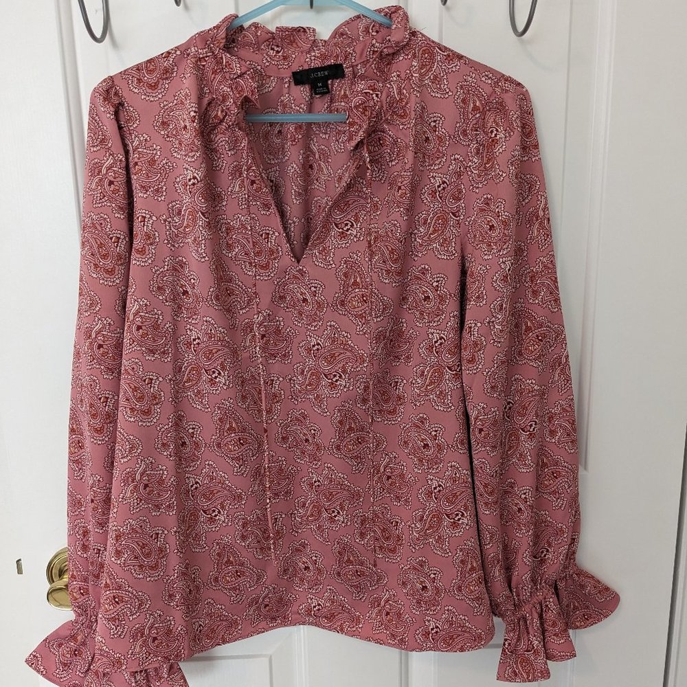 NWOT J.Crew Paisley Satin Blouse M